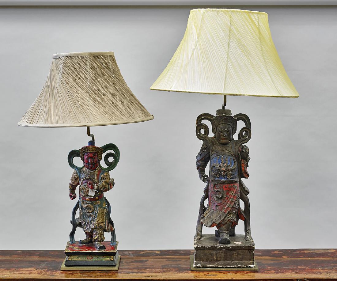 Two Antique Chinese Carved & Polychrome Wood (1 of 1)