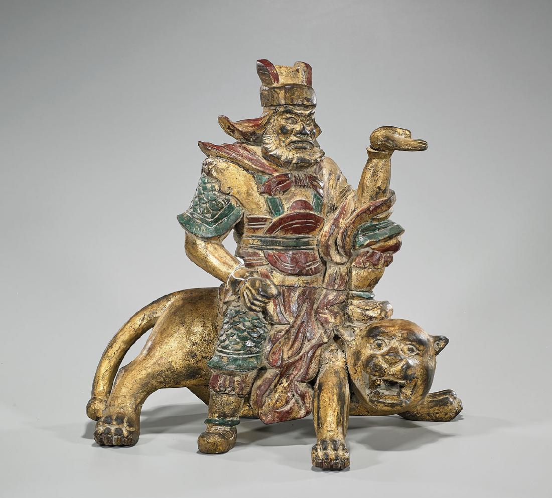 Old Chinese Gilt & Polychrome Wood Figural Group (1 of 1)