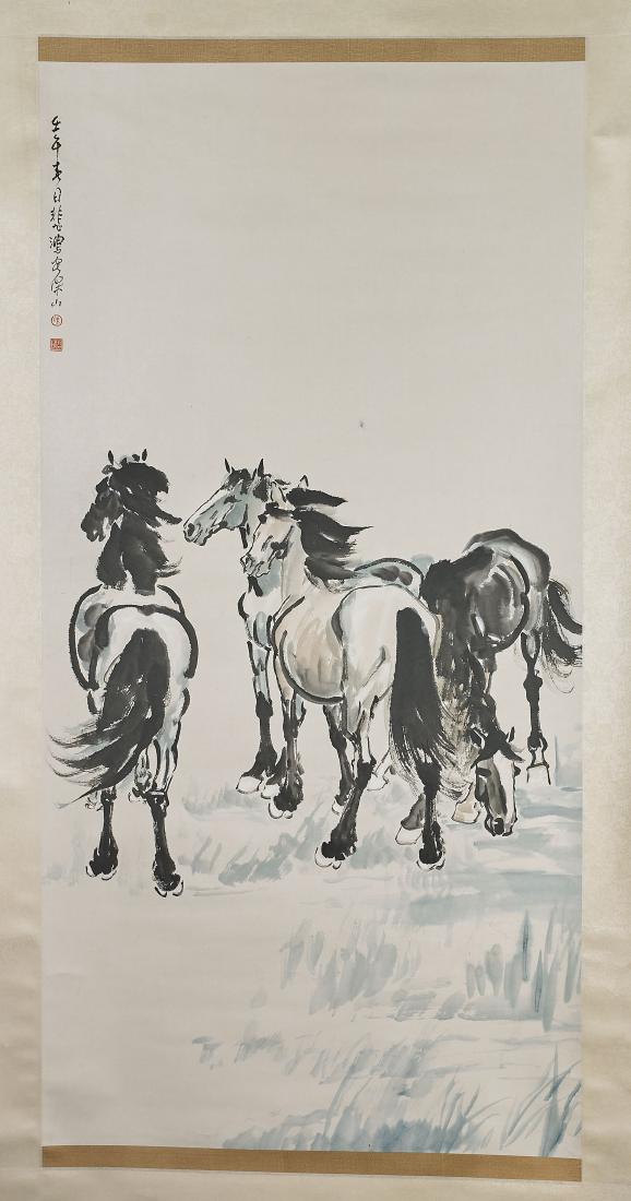 Two Chinese Scrolls After Xu Beihong & Tian Shiguang (1 of 4)