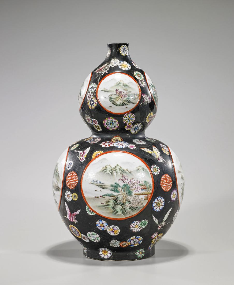 Tall Qing-Style Porcelain Double Gourd Vase (1 of 2)