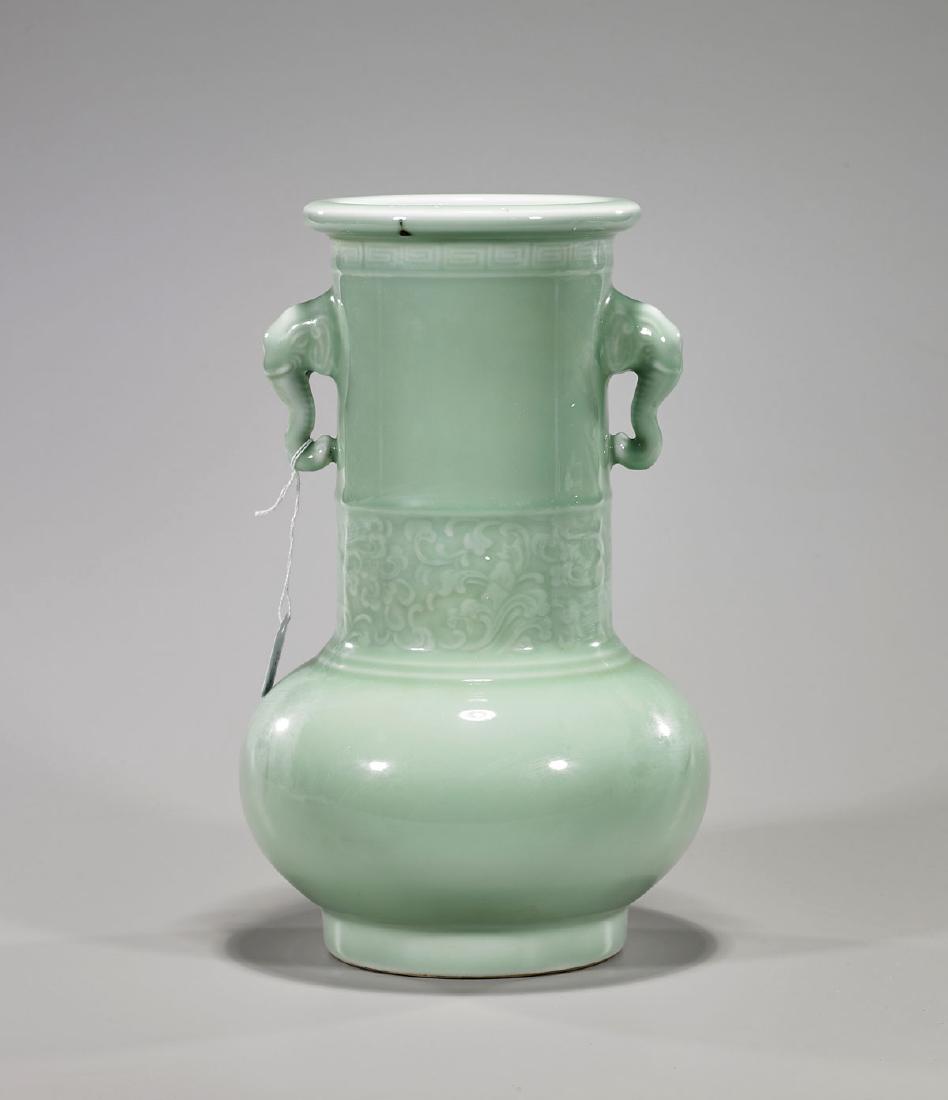 Qing-Style Celadon Glazed Porcelain Vase (1 of 2)