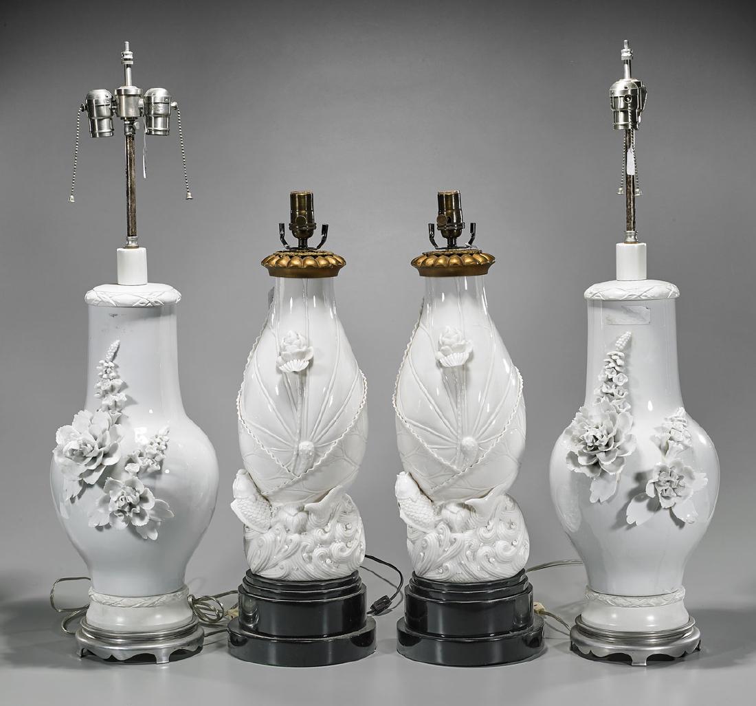 Group of Four Blanc De Chine Porcelain Lamps (1 of 1)