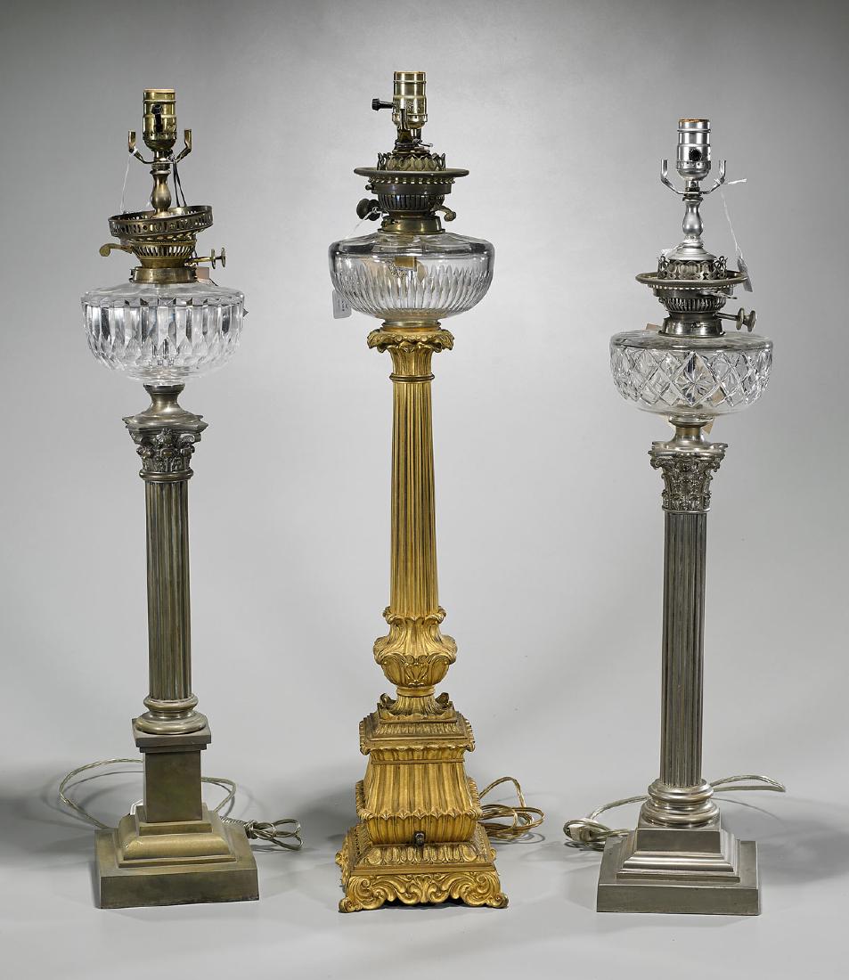 Three Tall Metalwork & Glass Lamps (1 of 1)