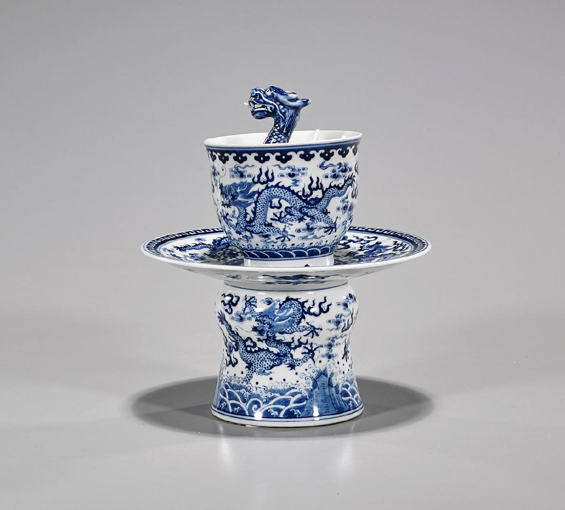 Chinese Blue & White Porcelain: Cup & Stand (1 of 3)