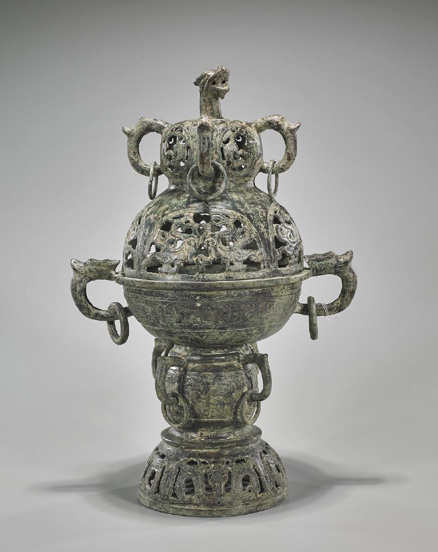 Large Archaistic Chinese Bronze Censer (1 of 1)