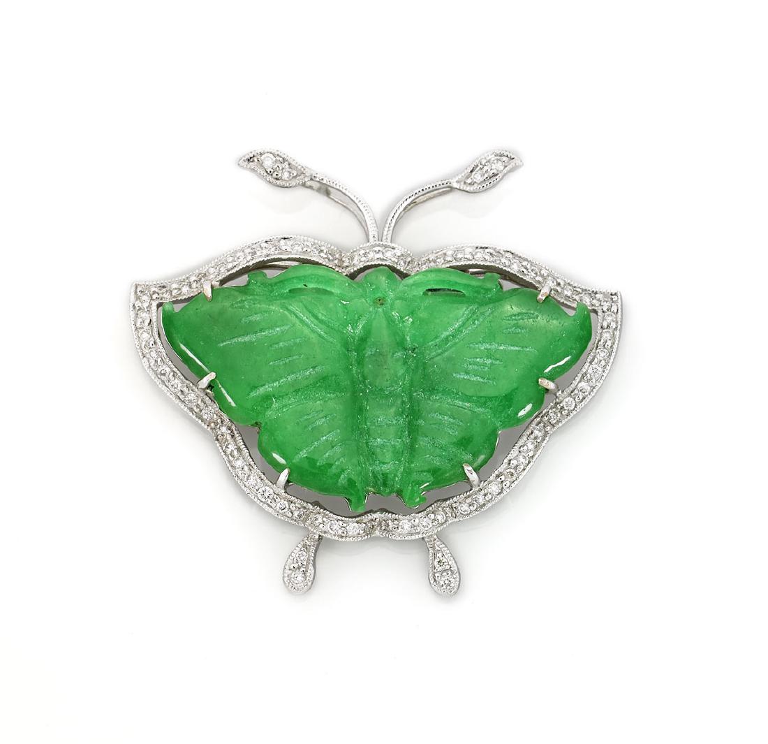 Jadeite, Diamond & 18K Gold 'Butterfly' Pendant (1 of 1)