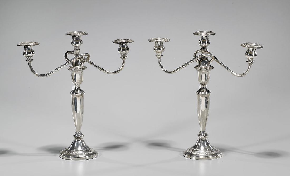 Pair Damask Rose Weighted Silver Candelabra (1 of 1)