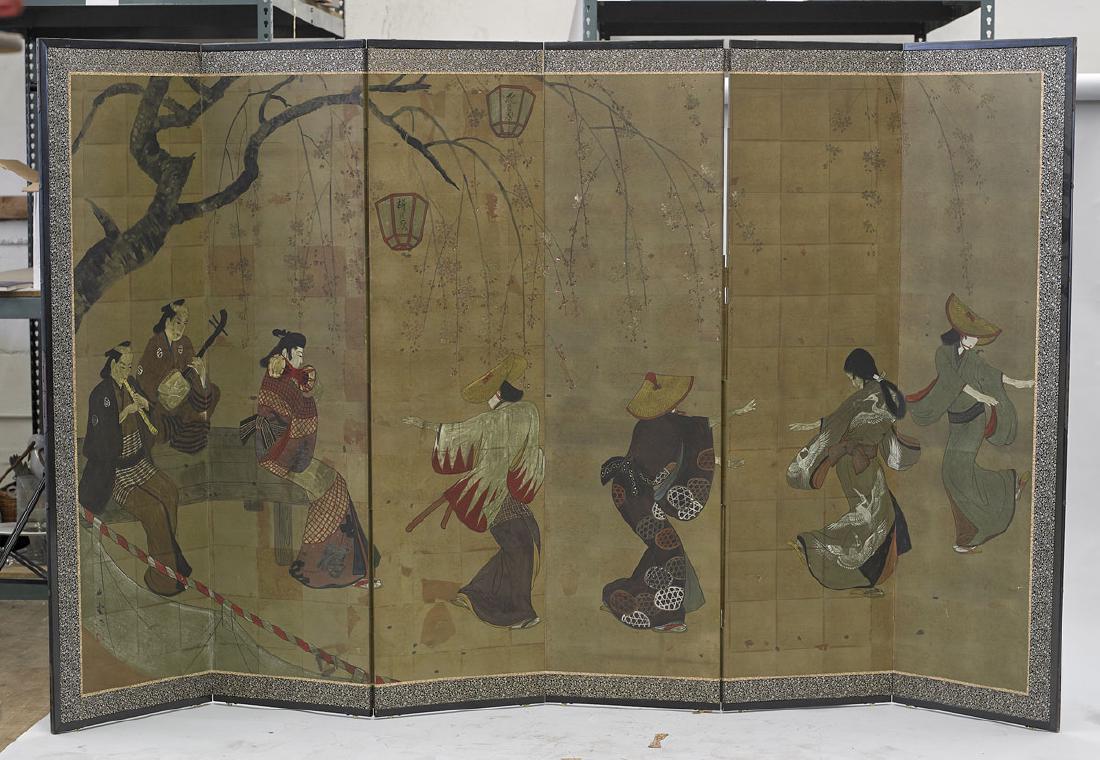 Antique Japanese Six-Panel Paper Screen (1 of 2)
