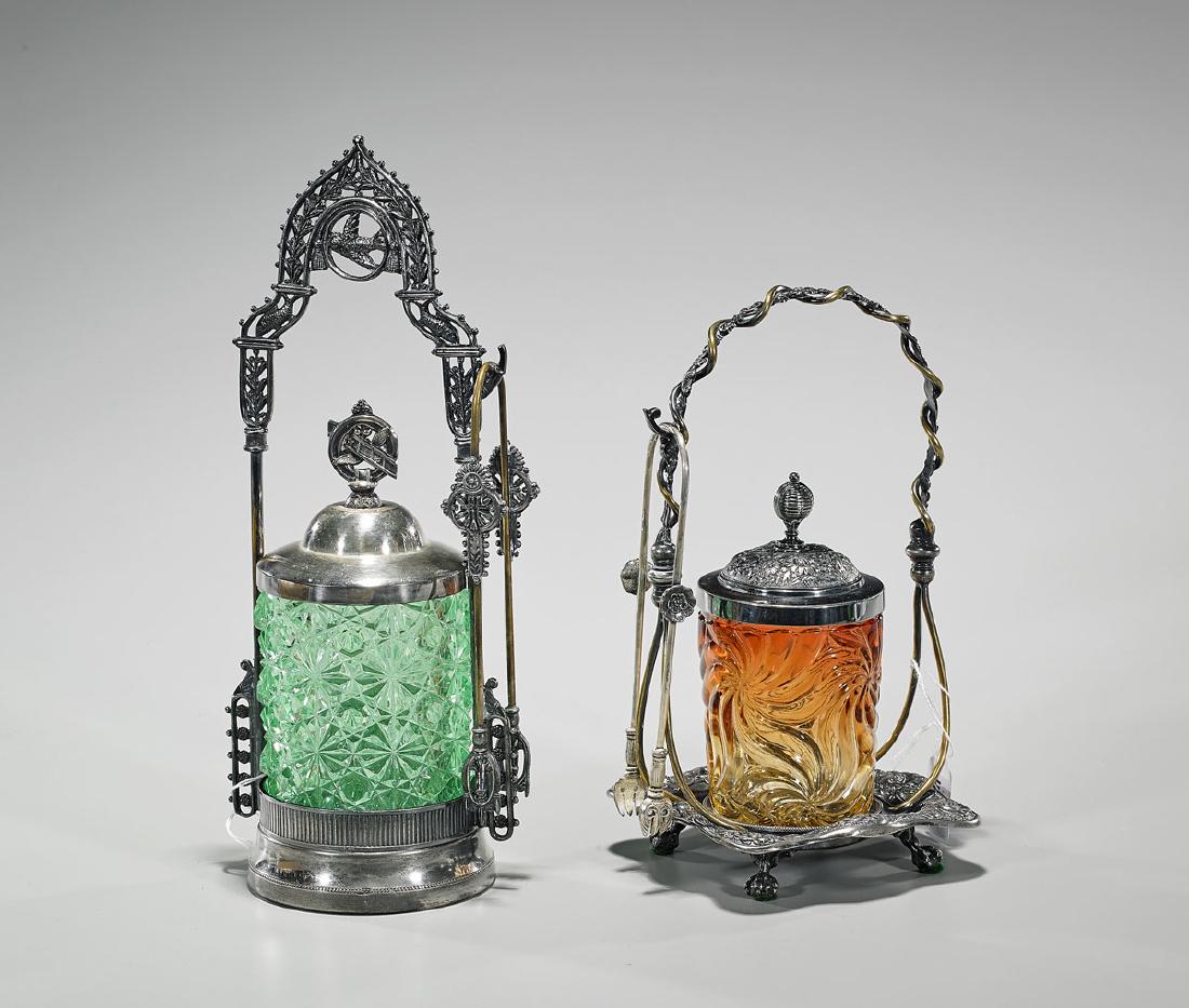 Two Silverplate & Glass Pickle Castors (1 of 1)