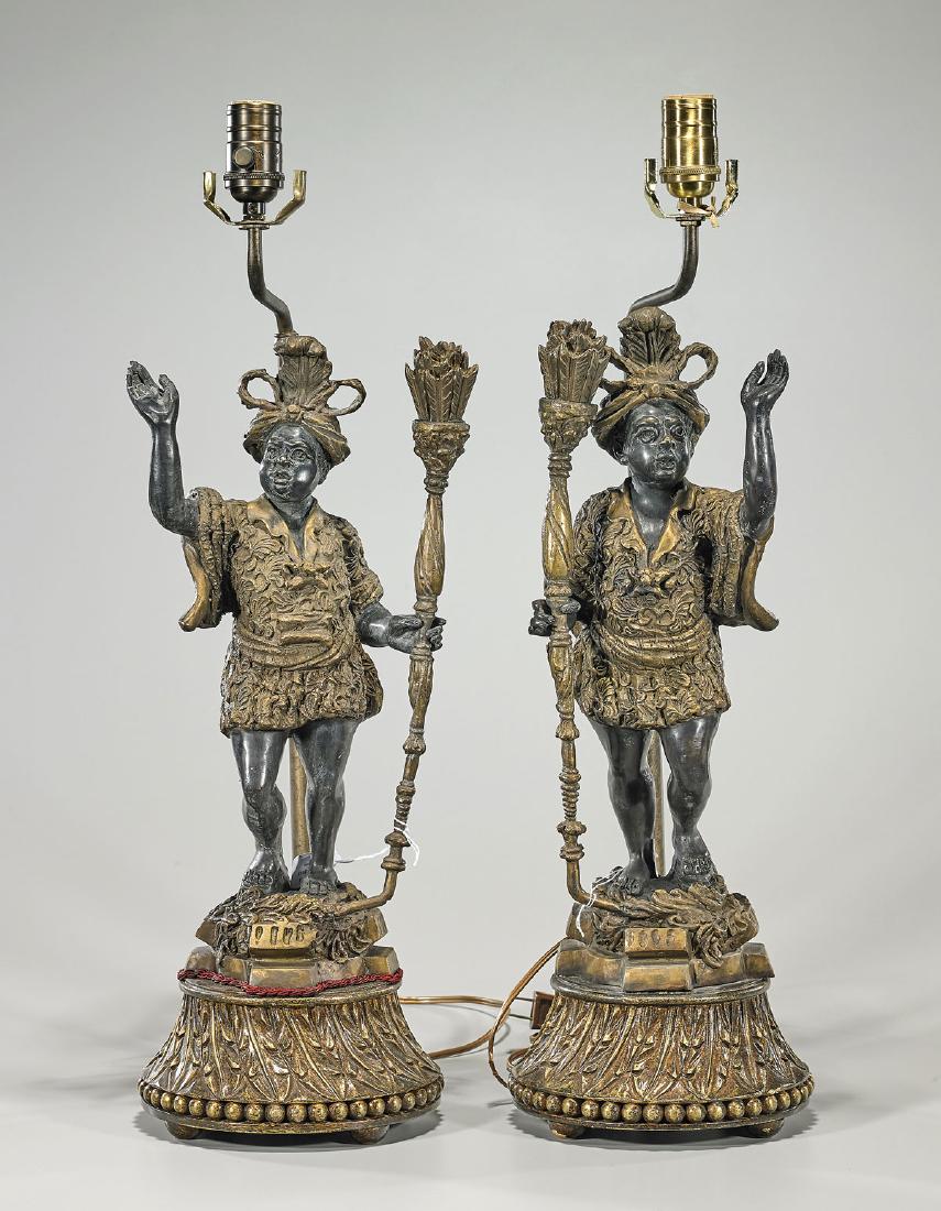 Pair Old Blackamoor Figural Lamps (1 of 1)