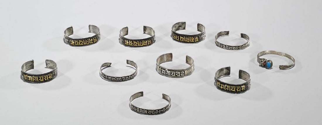 Group of Ten Silver Tibeto-Chinese Bangles (1 of 1)