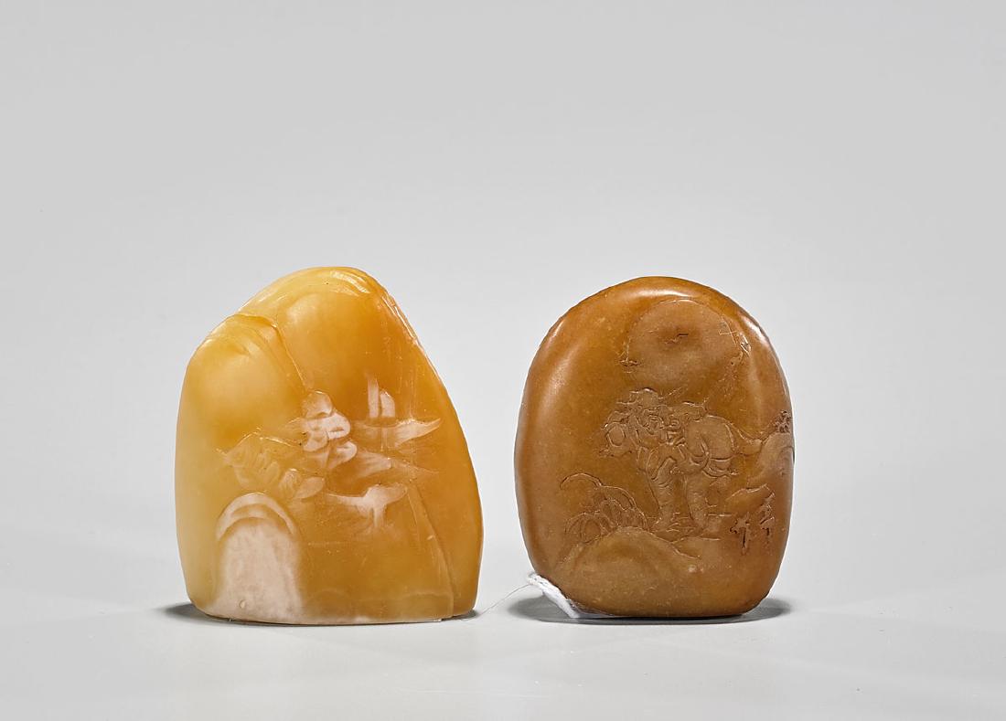 Two Chinese Carved Shoushan Stone Seals (1 of 2)