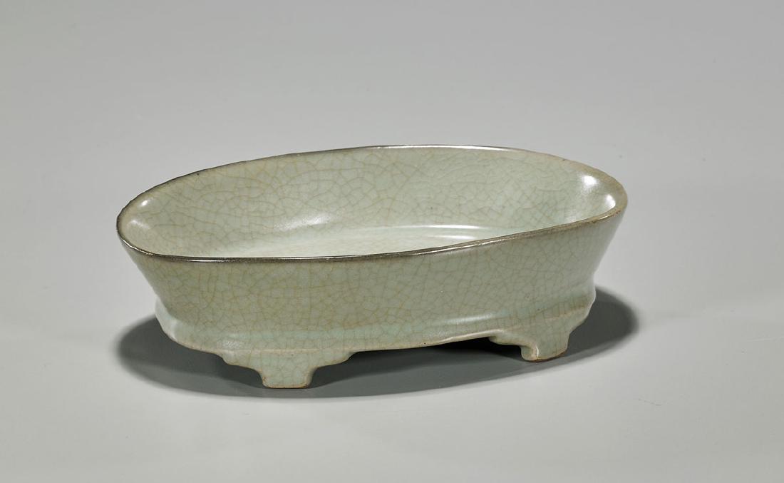 Chinese Qing-Style Celadon Crackle-Glazed Dish (1 of 1)
