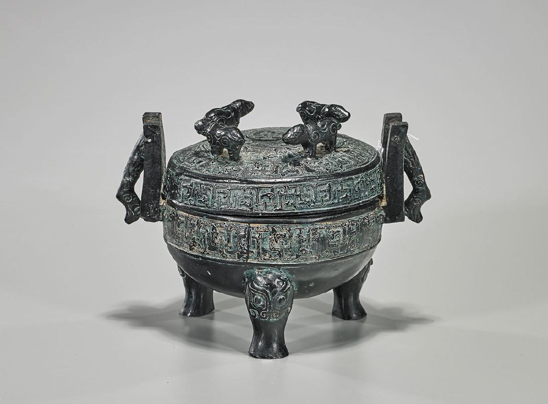 Archaistic Chinese Bronze Covered Censer (1 of 1)