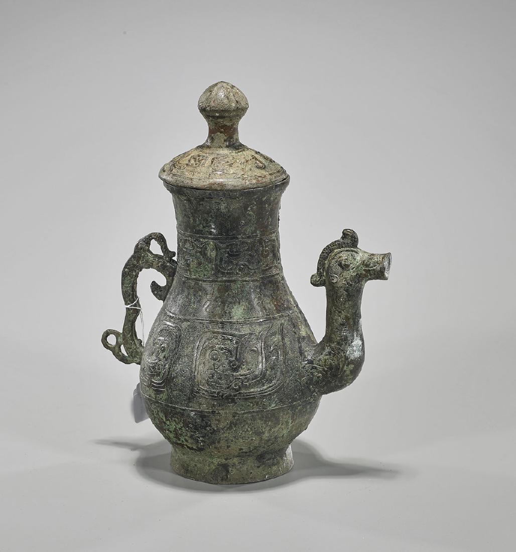 Archaistic Chinese Bronze Covered Ewer (1 of 1)