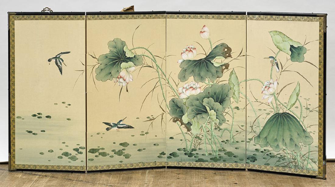 Chinese Painted Four-Panel Screen (1 of 1)