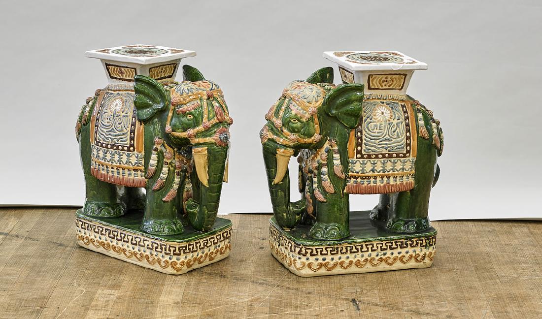 Pair Chinese Glazed Porcelain Elephant-Form Garden (1 of 1)