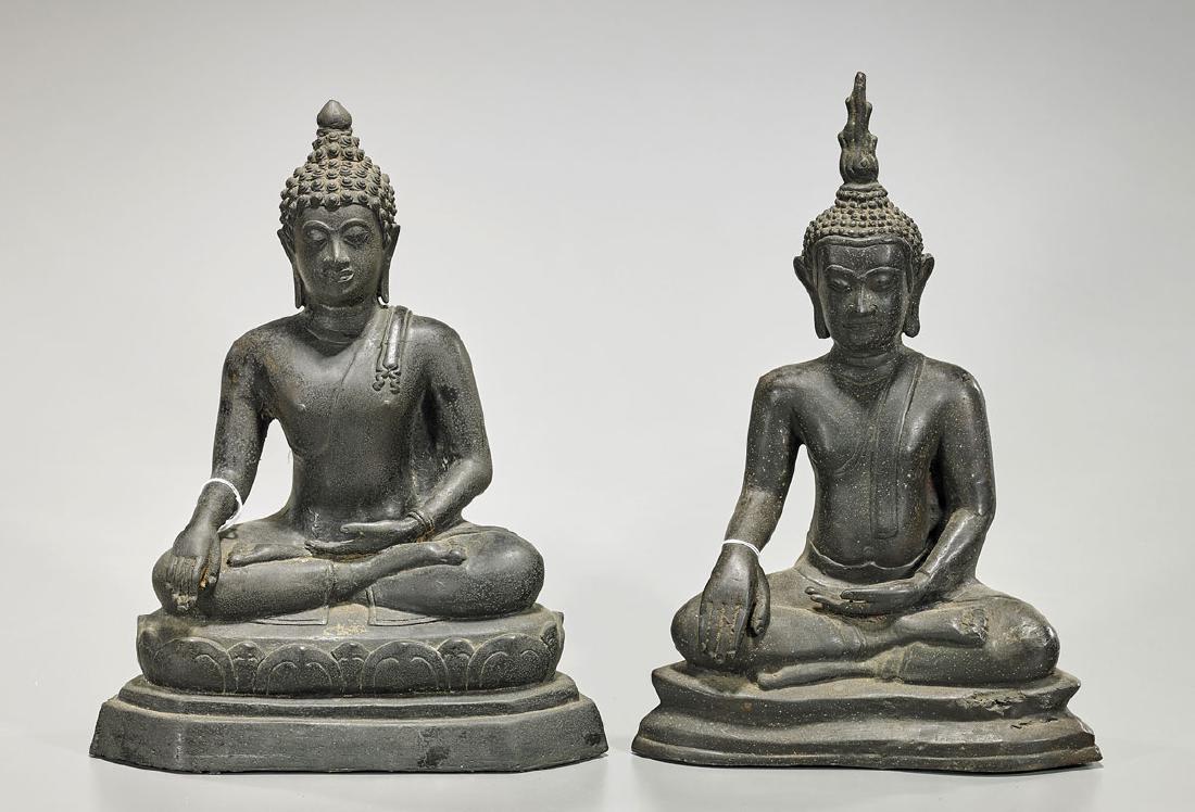 Two Old Southeast Asian Bronze Seated Figures of Buddha (1 of 1)