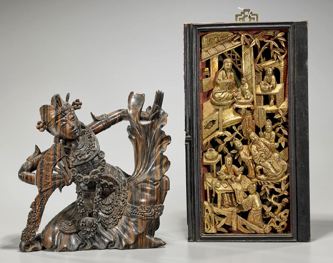 Two Asian Carved Wood Pieces (1 of 1)