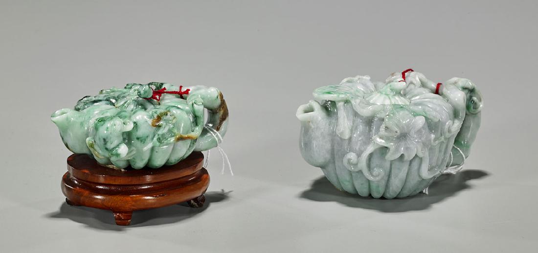 Two Chinese Carved Jadeite Teapots (1 of 1)