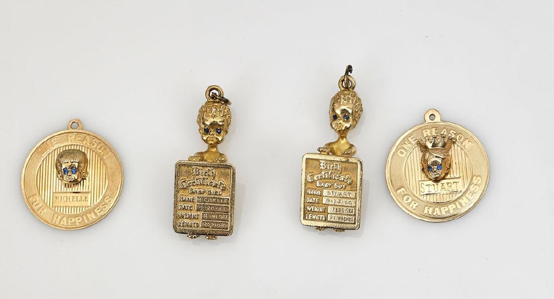 Four 14K Yellow Gold & Sapphire Pendants (1 of 1)
