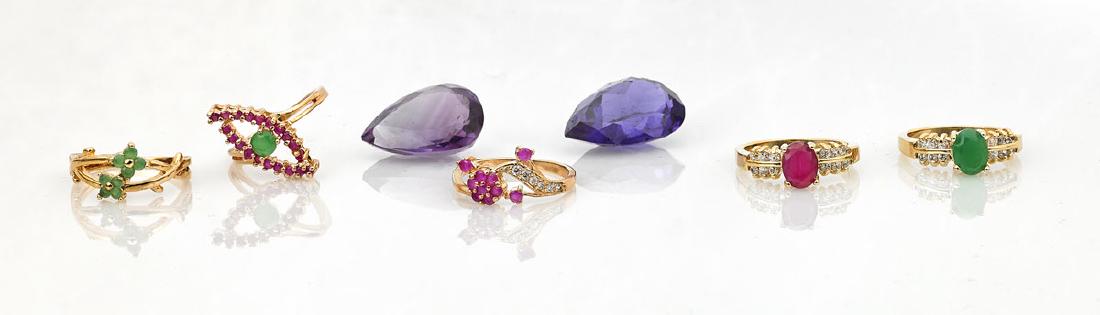 Group of Various Gold-Plated Rings & Stones (1 of 1)