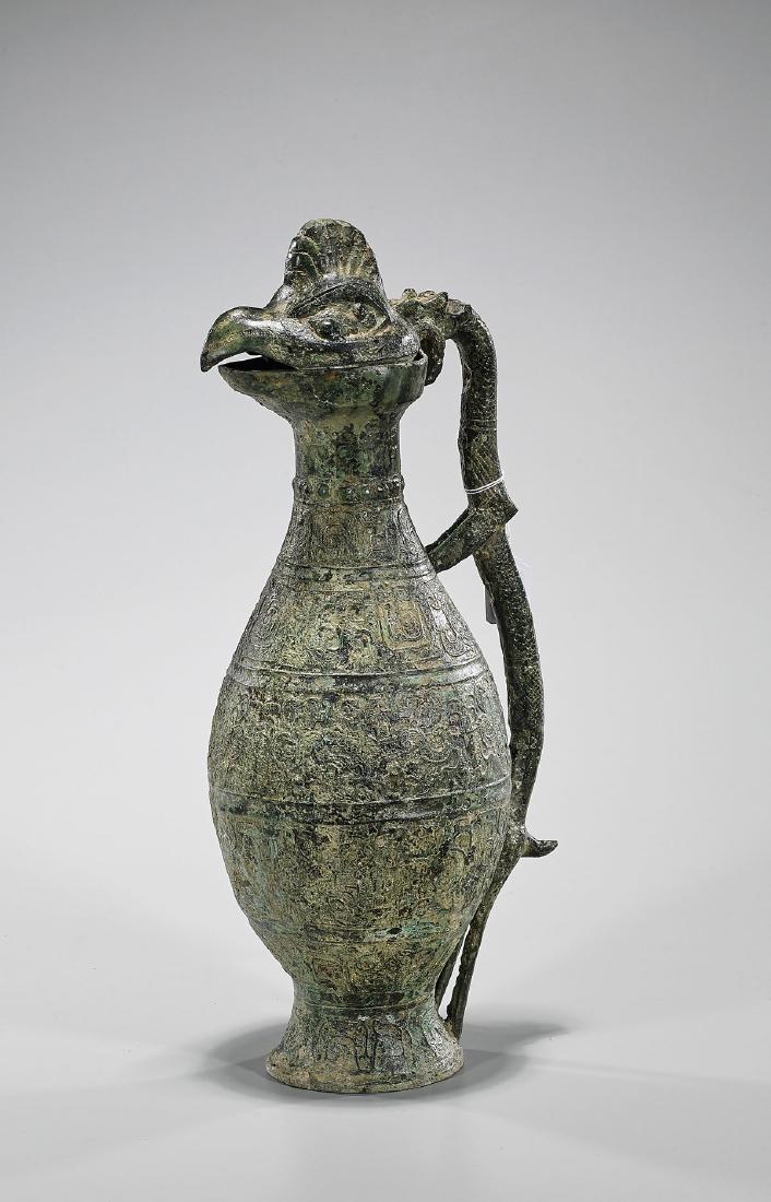Tall Archaistic Chinese Bronze Bird-Form Ewer (1 of 1)