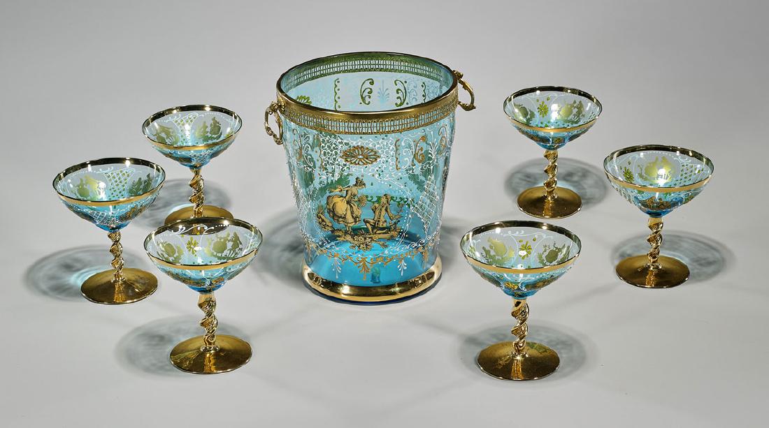 Italian Enameled Glass Champagne Set (1 of 1)