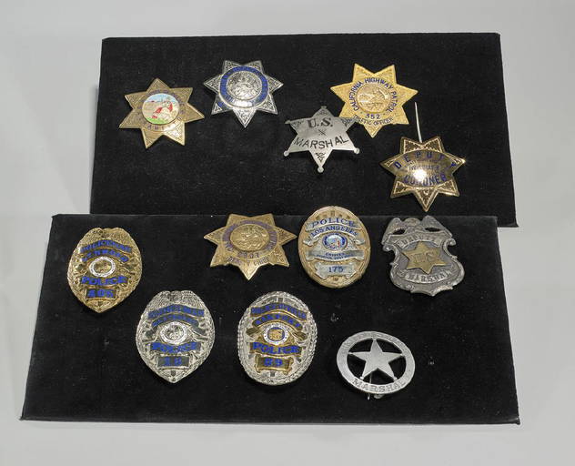 Group Of Twelve Vintage Law Enforcement Badges