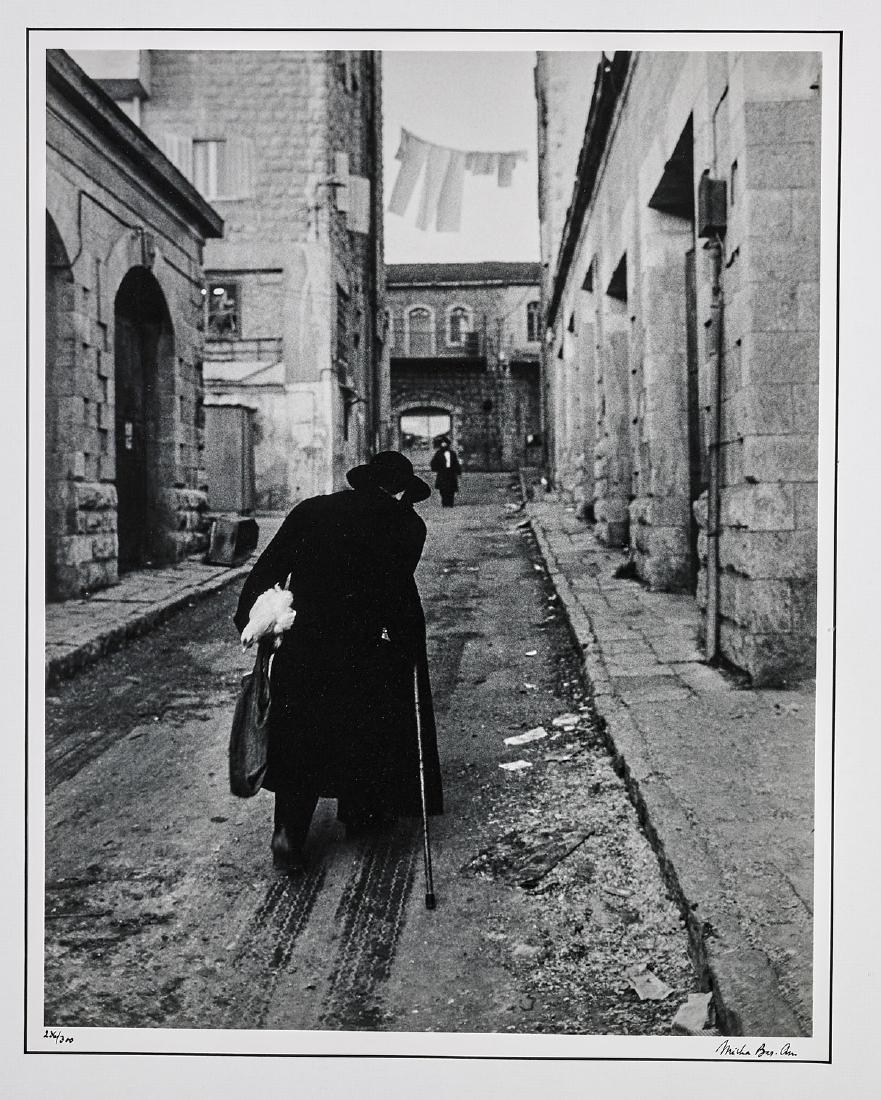 Photograph by Micha Bar-Am: Photograph by Micha Bar-Am (German, b.1930); titled Yom Kippur Eve, Mea Shearim; signed, and editioned 236/300 to lower margin; 18" x 14 1/2" (sheet, sight, approx.); matted an