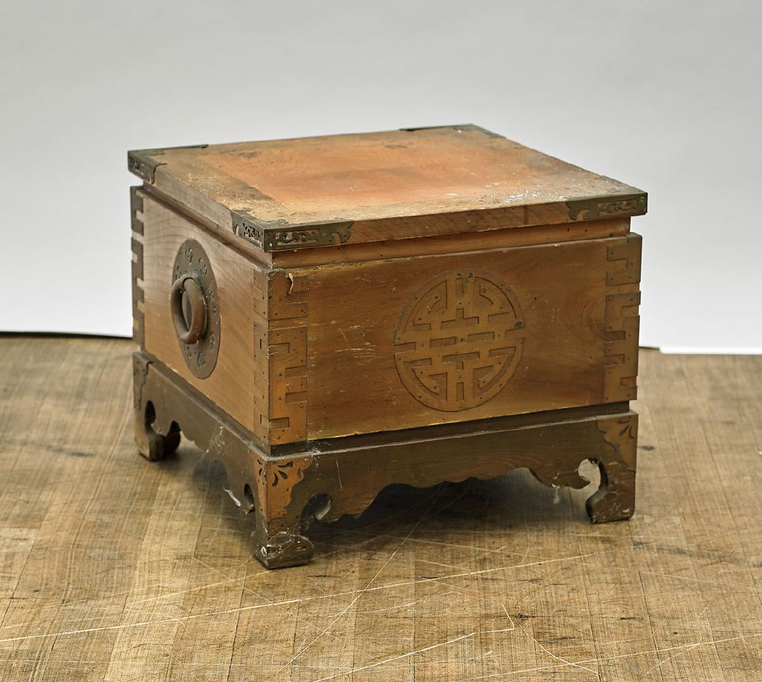 Low Antique Korean Wood Storage Chest (1 of 1)