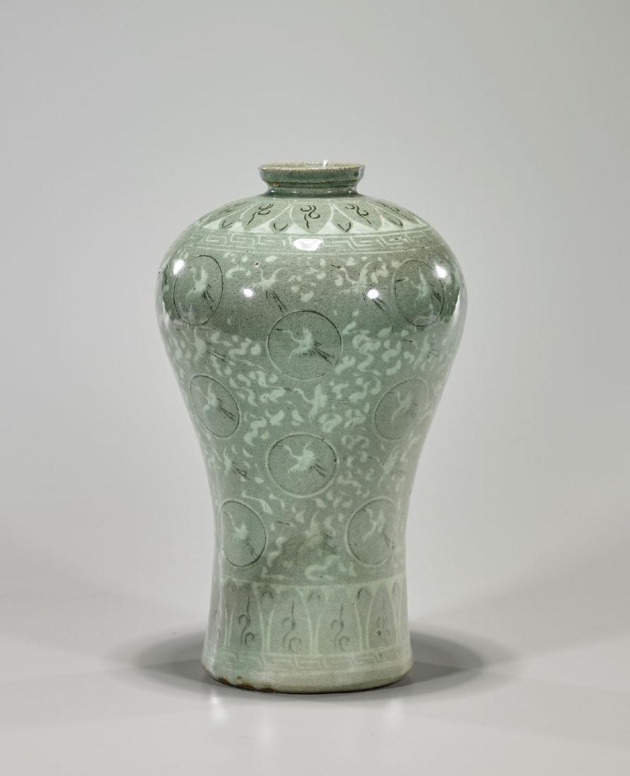 Korean Inlaid Celadon 'Crane' Maebyeong (1 of 1)