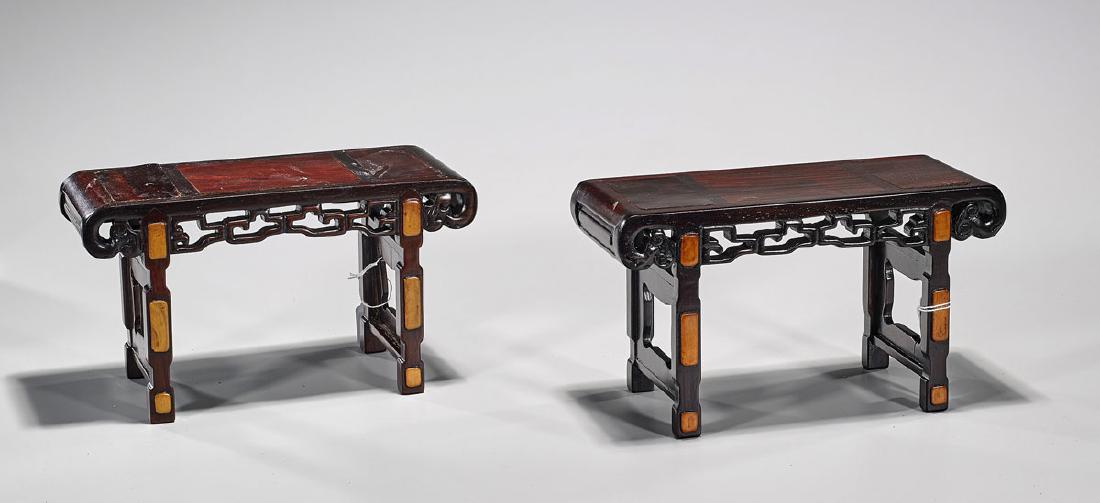 Pair Old Chinese Miniature Wood Altar Tables (1 of 1)