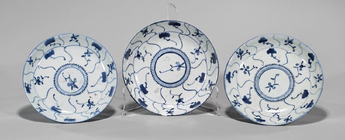 Three Antique Chinese Blue & White Porcelain Dishes (1 of 2)