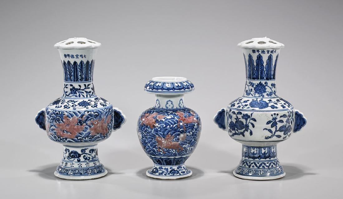 Three Chinese Ming-Style Porcelains (1 of 2)