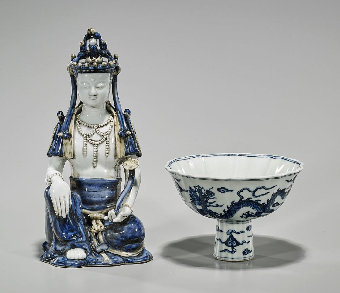 Two Chinese Ming-Style Blue & White Porcelains (1 of 2)