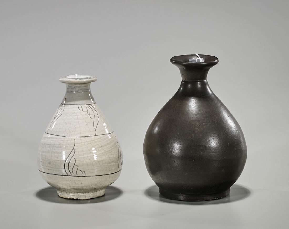 Two Korean Glazed Bottle Vases (1 of 1)