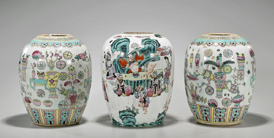 Three Chinese Enameled Porcelain Jars (1 of 1)