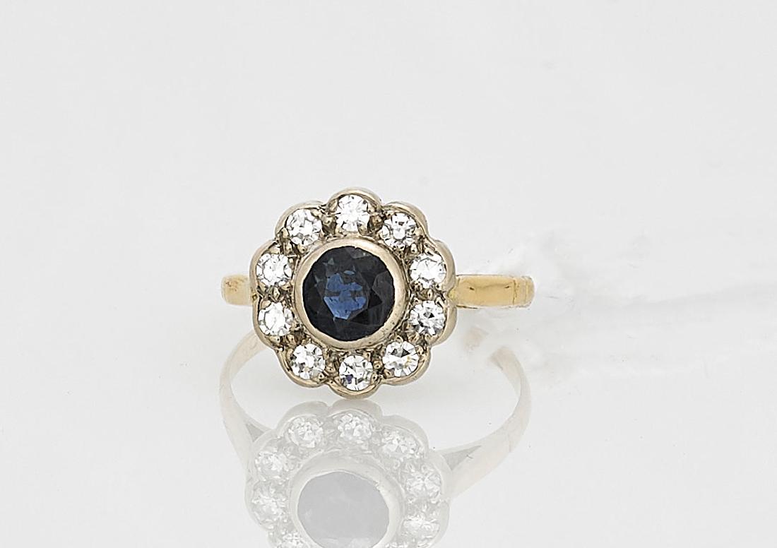 18K Yellow Gold, Sapphire & Diamond Ring (1 of 1)