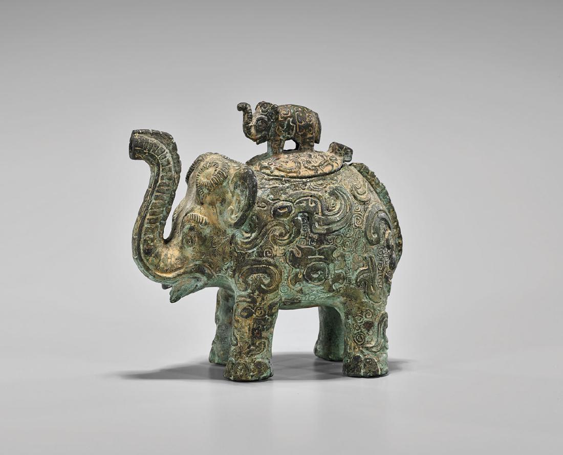CHINESE BRONZE ELEPHANT-FORM ZUN VESSEL (1 of 3)