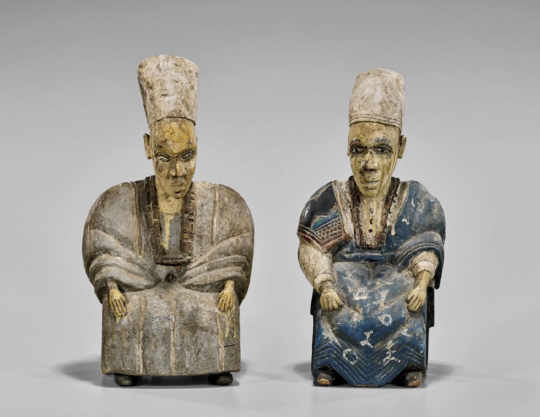 PAIR IGBO POLYCHROME WOOD FIGURES (1 of 3)