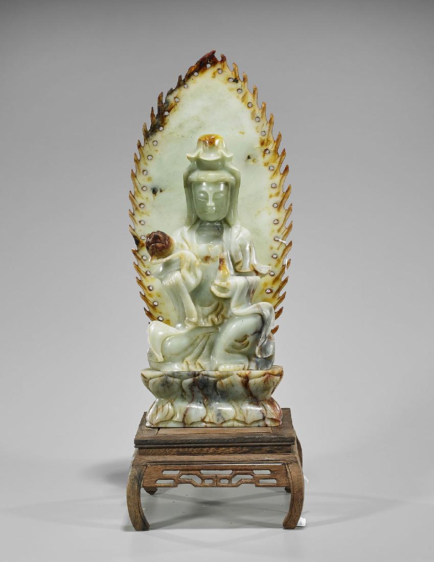 Chinese Carved Hardstone Seated Figure of Guanyin (1 of 1)