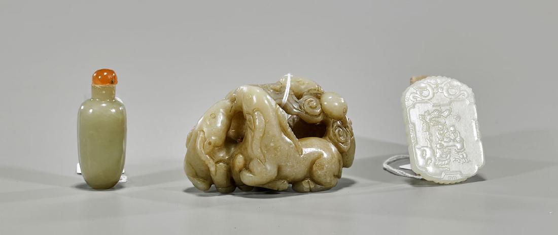 Group of Three Chinese Carved Jades Go over plaque (1 of 1)