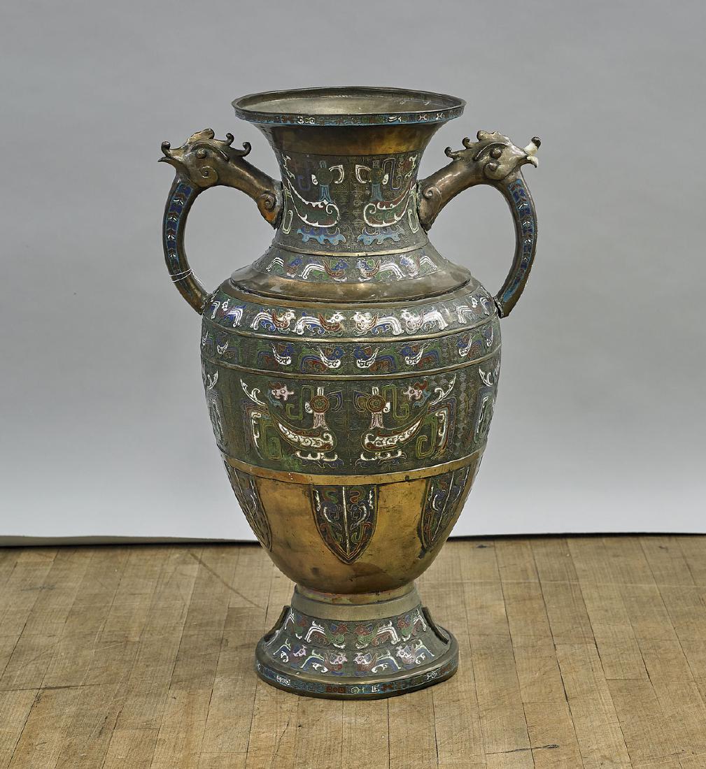 Tall Chinese Sectional Champleve Enamel Vase (1 of 1)