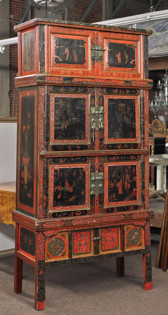 Antique Chinese Painted Wood Cabinet (1 of 1)