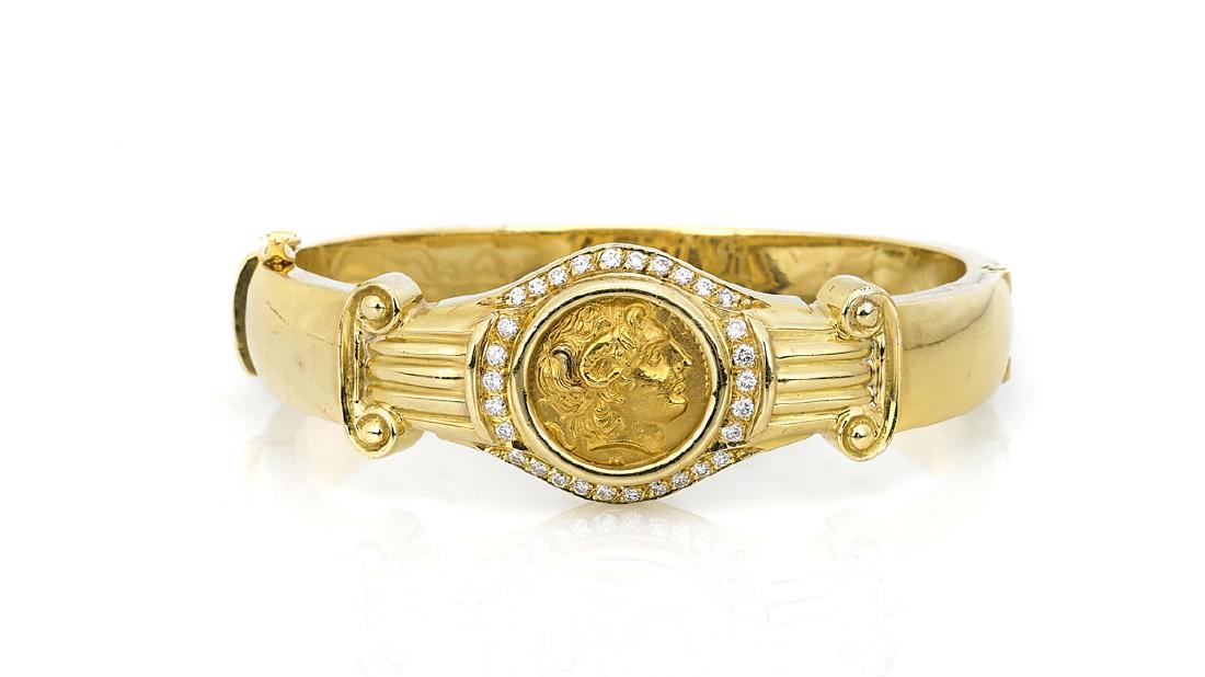 18K Yellow Gold & Diamond Classical-Style Bangle (1 of 1)