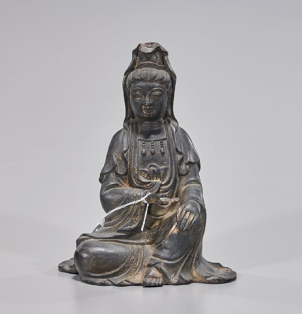 Chinese Ming-Style Parcel Gilt Bronze Guanyin (1 of 1)