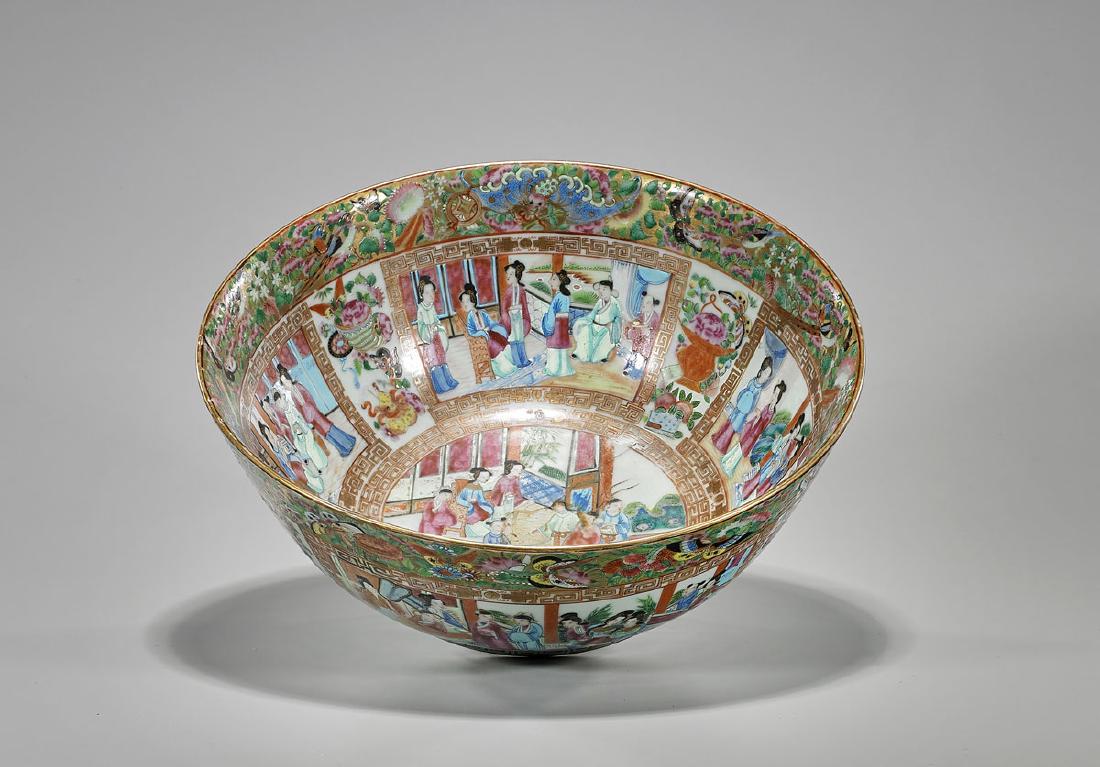 Large Antique Chinese Export Rose Medallion Bowl (1 of 2)