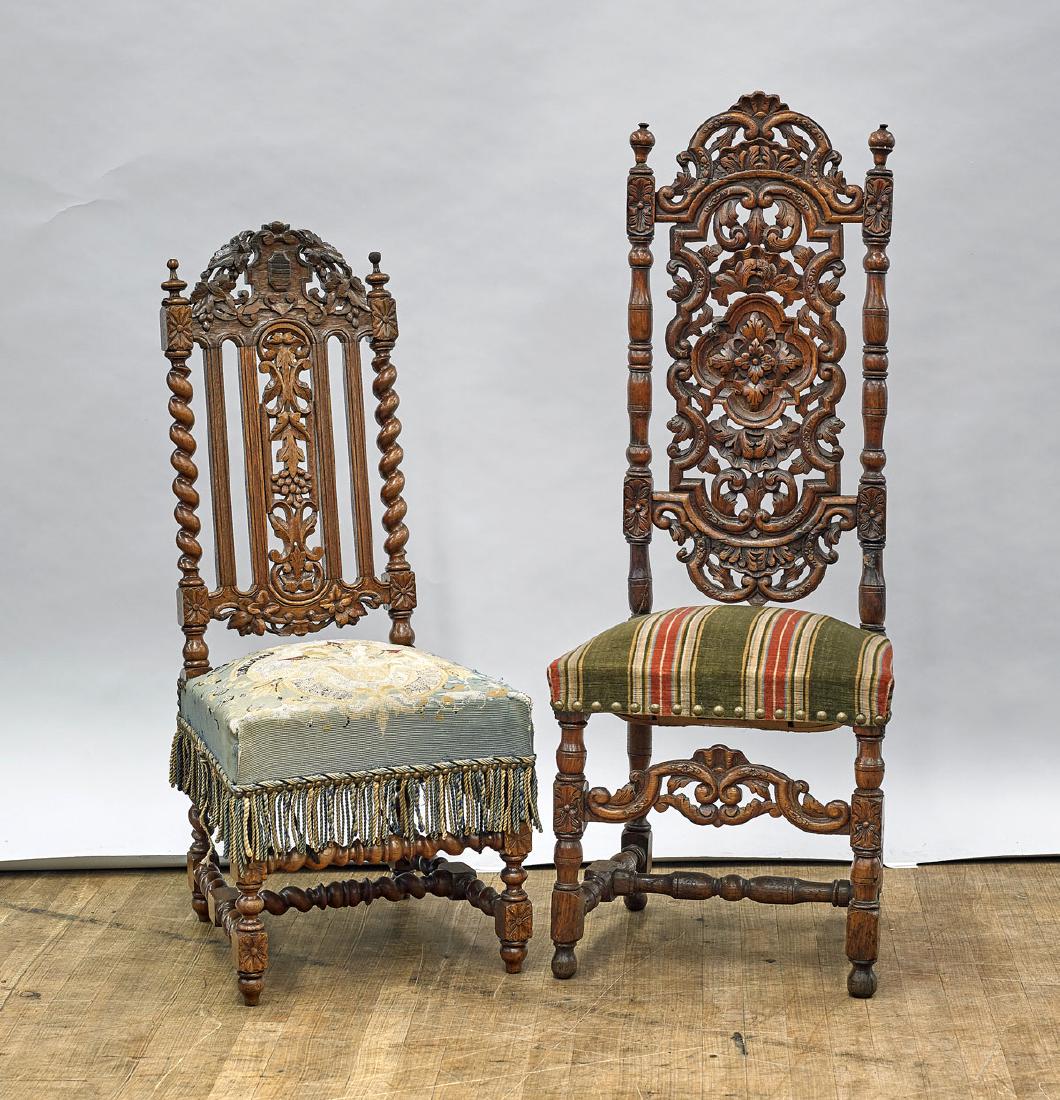 Two Antique Elaborately Carved High-Backed Wood Chairs (1 of 1)