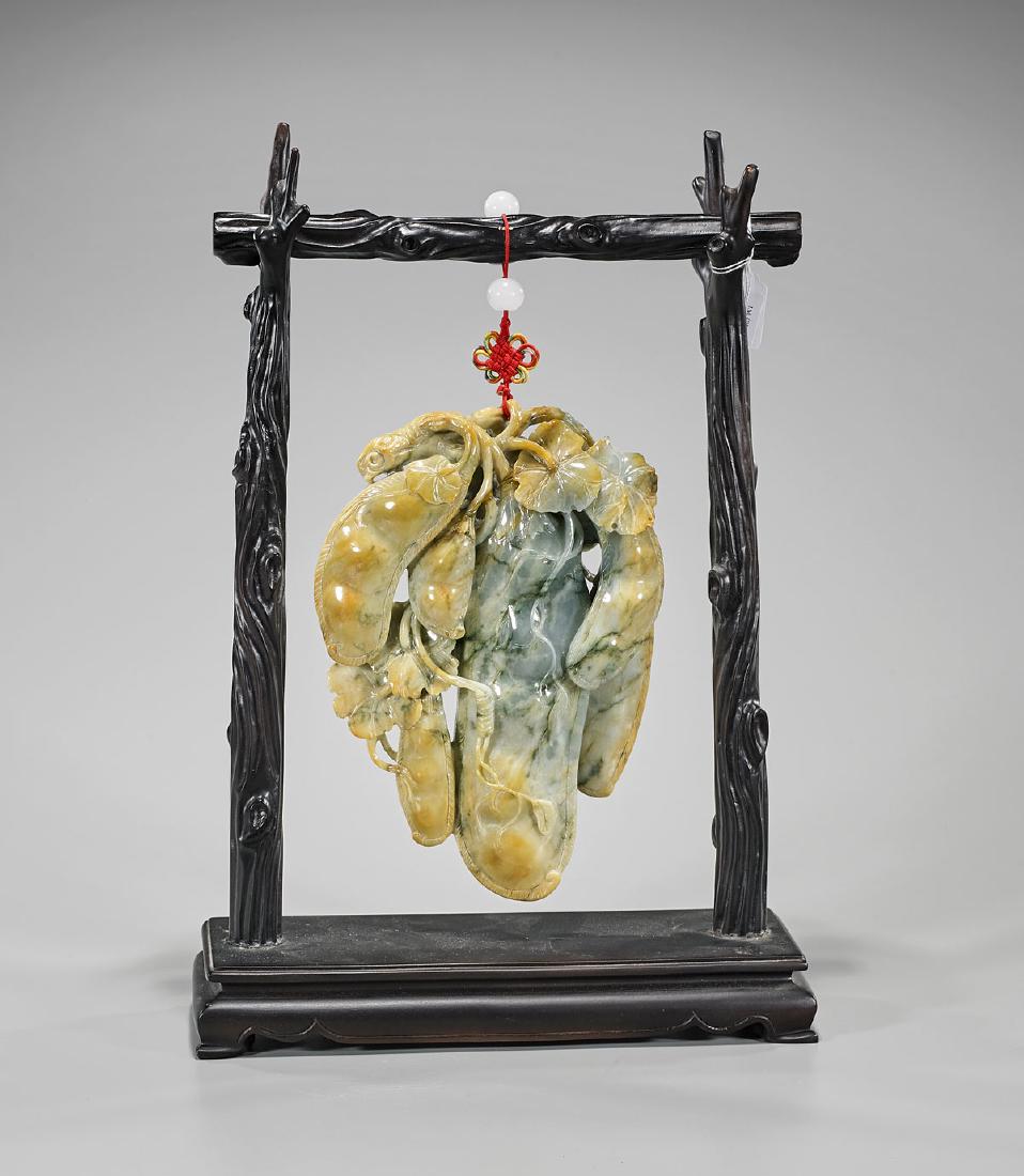 Large Chinese Carved Jadeite Peapod Group (1 of 2)